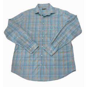 Peter Millar Summer Comfort LS Men’s Shirt Large Stripe Bluish Green Golf Logo